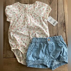 NWT: Baby B’Gosh - Baby Girl Floral Onesie and Short Set